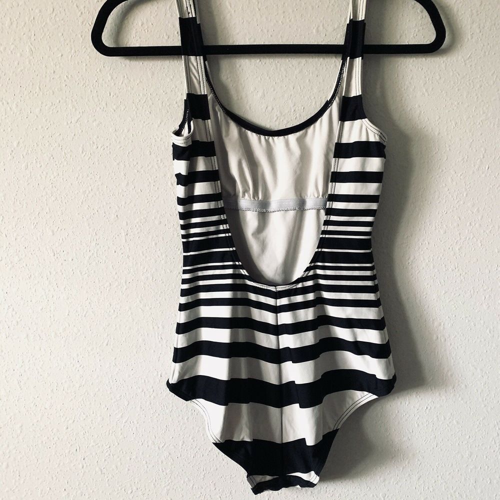 DKNY Black & White Striped One Piece Bathing Suit - Picture 4 of 4